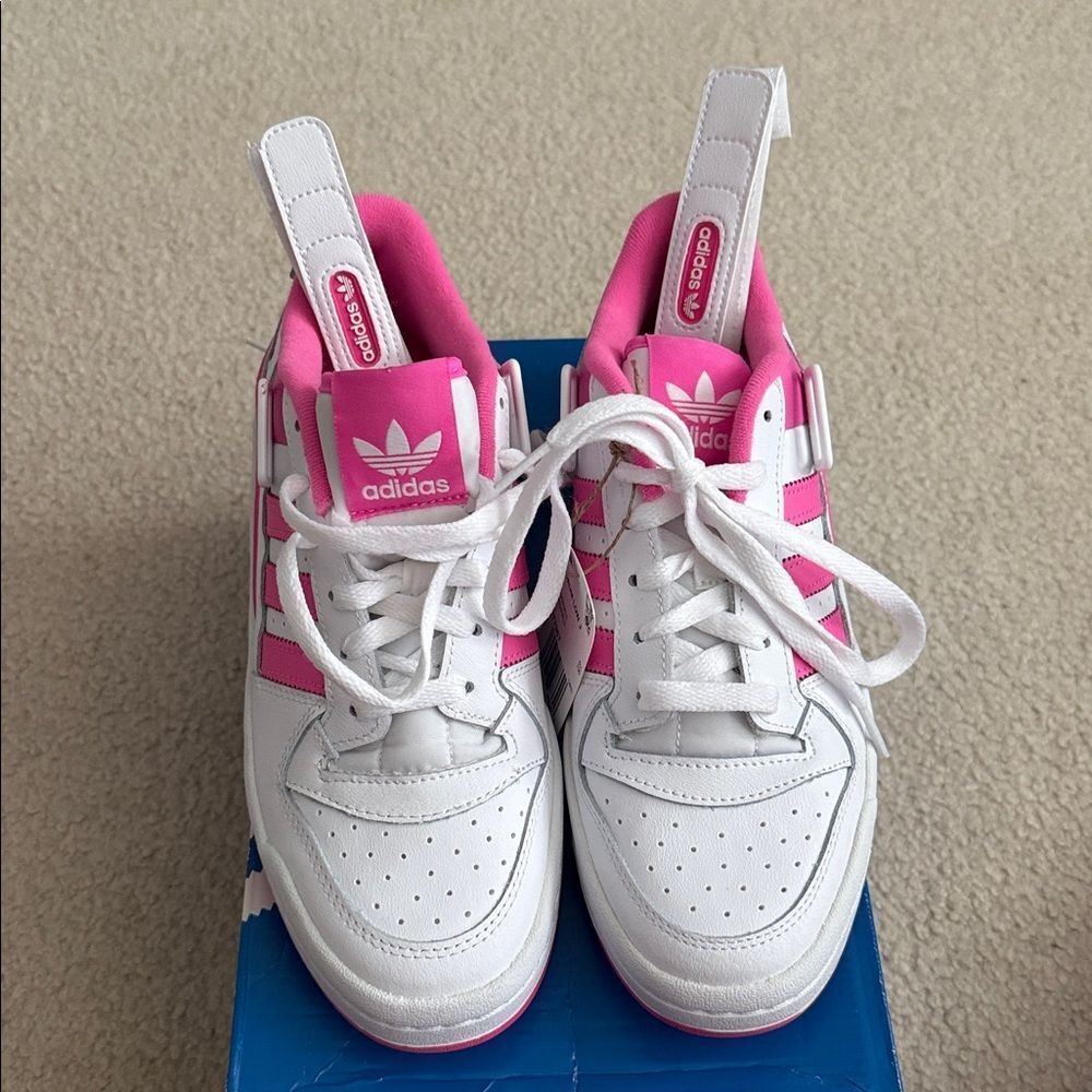 Adidas Kids' Forum Low J Sneakers size 7 (Adult 8.5) pink and white - Picture 6 of 7